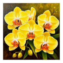 Vibrant Yellow Orchids With Pink Centres