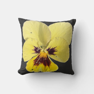 Vibrant Yellow Pansy Flower Photo Throw Pillow