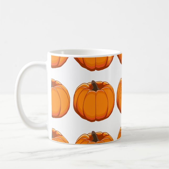 Vibrant yellow pumpkin pattern illustration. coffee mug (Left)