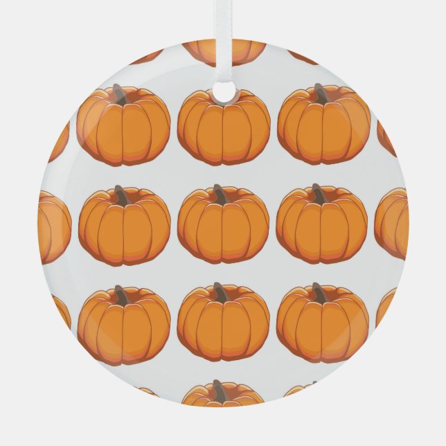 Vibrant yellow pumpkin pattern illustration. glass ornament (Front)