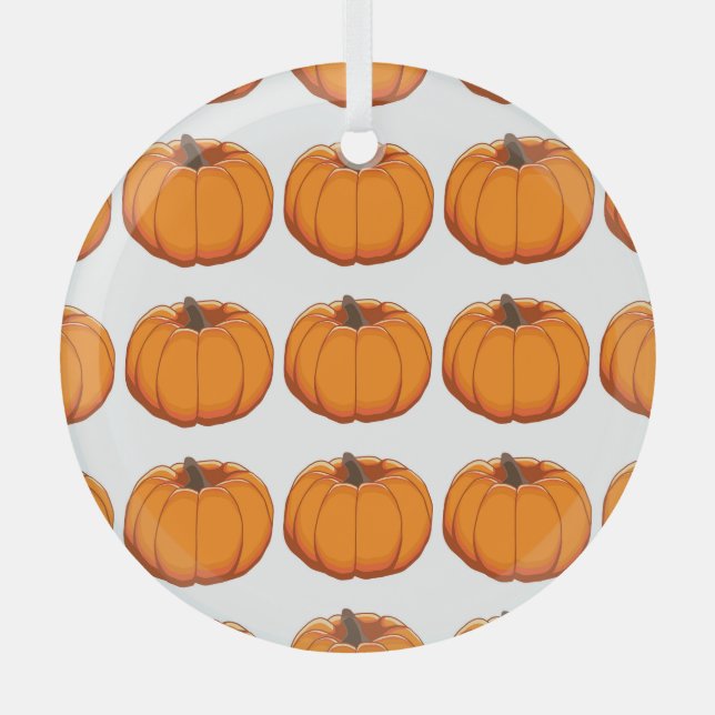 Vibrant yellow pumpkin pattern illustration. glass ornament (Front)