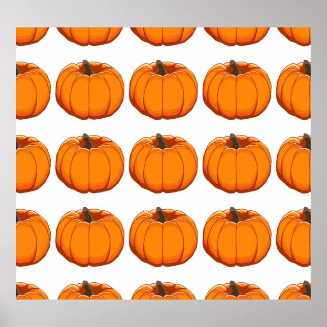 Vibrant yellow pumpkin pattern illustration. poster (Front)