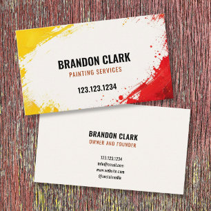 Vibrant Yellow & Red Splatter Frame Painting Business Card
