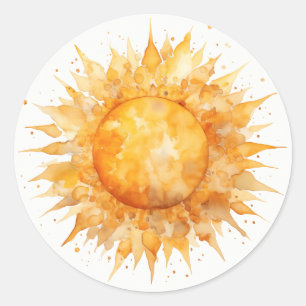 Vibrant Yellow Sun Sunshine  Classic Round Sticker