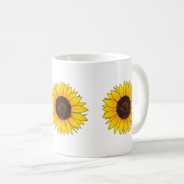 Vibrant Yellow Sunflower Bloom Coffee Mug (Front Right)