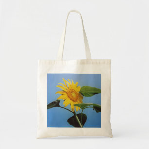 Vibrant Yellow Sunflower Flowers in Blue Sky Tote Bag