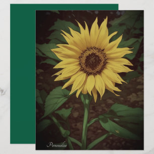 Vibrant Yellow SunFlower Green Scrapbook Paper