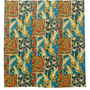Vibrant Yellow & Teal Art Deco Butterfly Art
