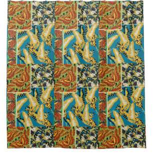 Vibrant Yellow & Teal Art Deco Butterfly Art