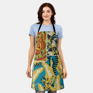 Vibrant Yellow & Teal Art Deco Butterfly Art Apron