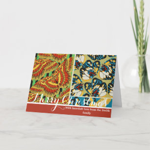 Vibrant Yellow & Teal Art Deco Butterfly Art Holiday Card