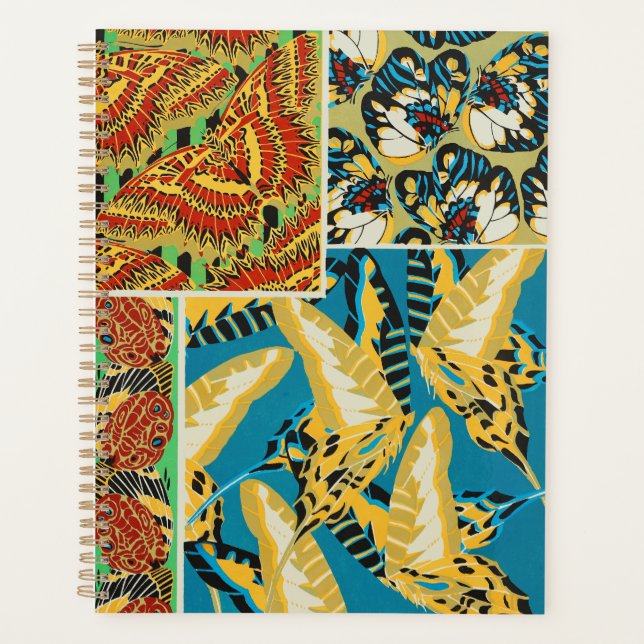Vibrant Yellow & Teal Art Deco Butterfly Art Planner (Front)