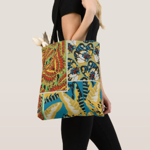 Vibrant Yellow & Teal Art Deco Butterfly Art Tote Bag