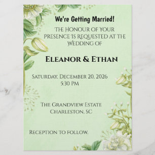 Vibrant Yellow Tulip & Ranunculus Formal Wedding I Invitation