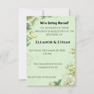 Vibrant Yellow Tulip & Ranunculus Formal Wedding I Invitation