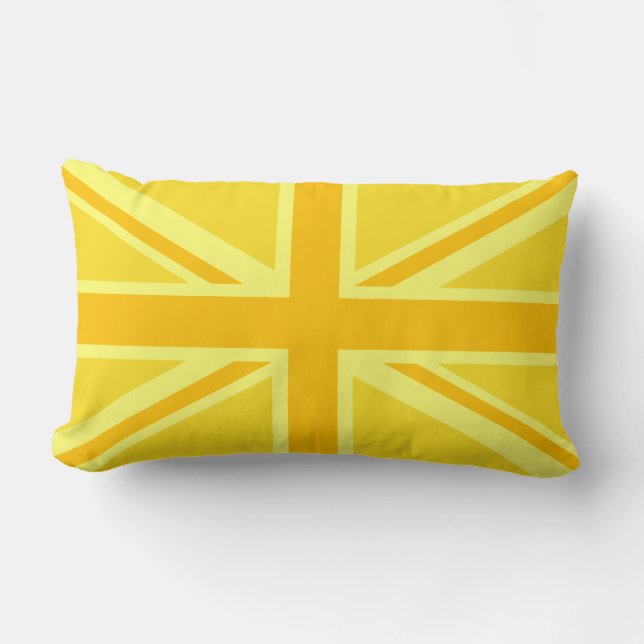 Vibrant Yellow Union Jack Lumbar Pillow (Front)