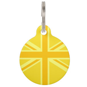 Vibrant Yellow Union Jack Pet Tag