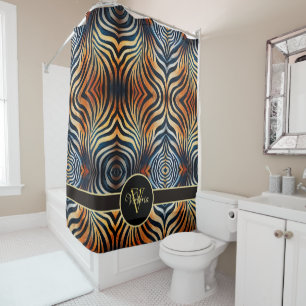 Vibrant Zebra Print Personalized Shower Curtain