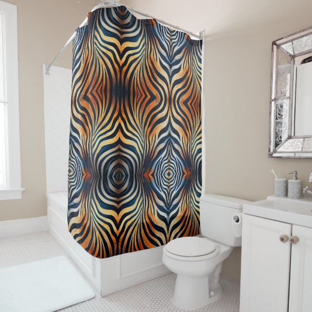 Vibrant Zebra Print Shower Curtain (In Situ)
