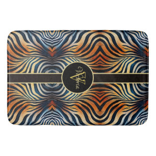 Vibrant Zebra Stripes Personalized Bath Mat