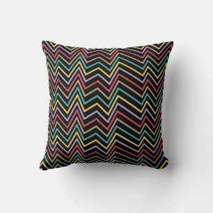 Vibrant ZigZag Symphony A Burst of Colourful Energ Throw Pillow