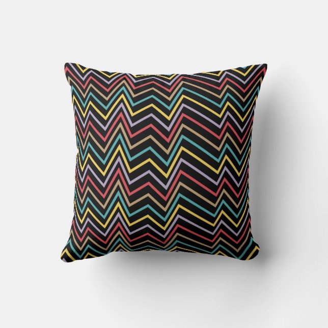Vibrant ZigZag Symphony A Burst of Colourful Energ Throw Pillow (Back)