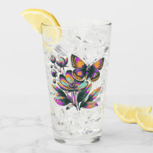 Vibrantes Schmetterlingsblumenmotiv Glass