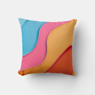 Vibrantly-coloured curved lines with text space throw pillow