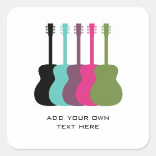 Vibrantly Coloured Guitars Square Stickers