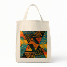 Vibrantly colourful triangles with tribal patterns