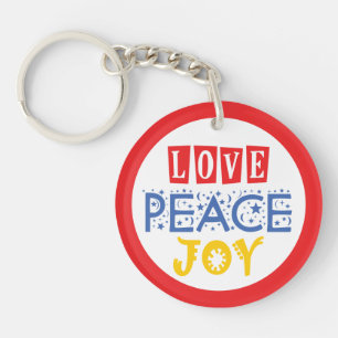 Vibrants Colour and Words: Love Peace Joy Keychain