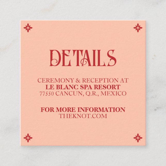 Vibrants Voeux : Une carte de détails de mariage f (Devant)