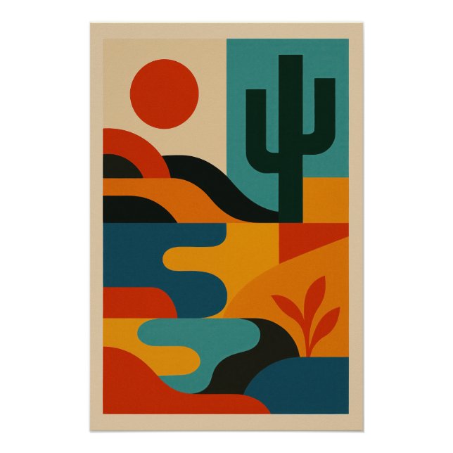 Vibrating Geometric Desert Landscape Poster (Front)