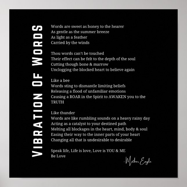 Vibration des mots éveil poème poster art mur (Devant)