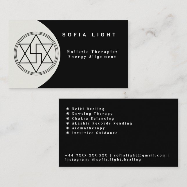 Vibrational & Sacred Geometry Healing Business Card (Front/Back)