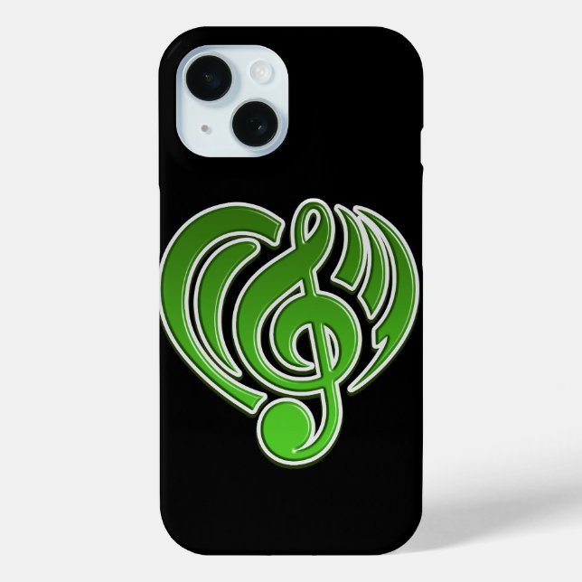 Vibrations Musical Love Green Heart Music Note DJ Case-Mate iPhone Case (Back)