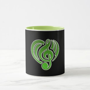 Vibrations Musical Love Green Heart Music Note DJ Mug