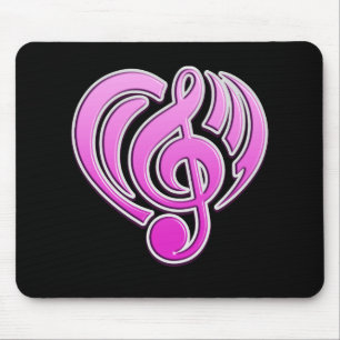 Vibrations Musical Love Pink Heart Music Note DJ Mouse Pad