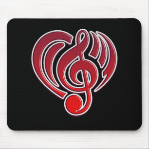 Vibrations Musical Love Red Heart Music Note DJ Mouse Pad