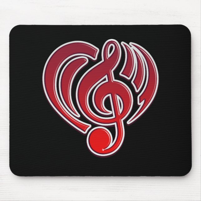 Vibrations Musical Love Red Heart Music Note DJ Mouse Pad (Front)