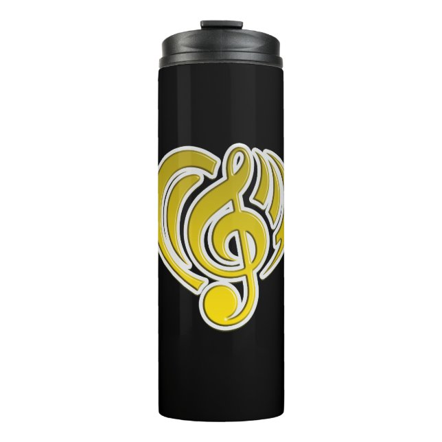 Vibrations Musical Love Yellow Heart Music Note DJ Thermal Tumbler (Front)