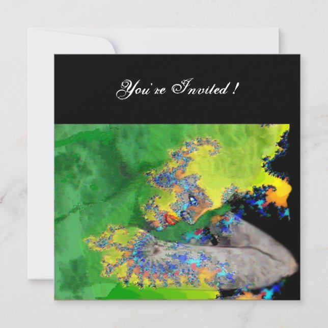 VIBRATIONS OF MATTER ,  green yellow black Invitation (Front)