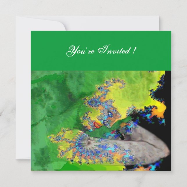 VIBRATIONS OF MATTER ,  green yellow black Invitation (Front)