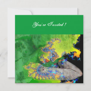 VIBRATIONS OF MATTER ,  green yellow black Invitation