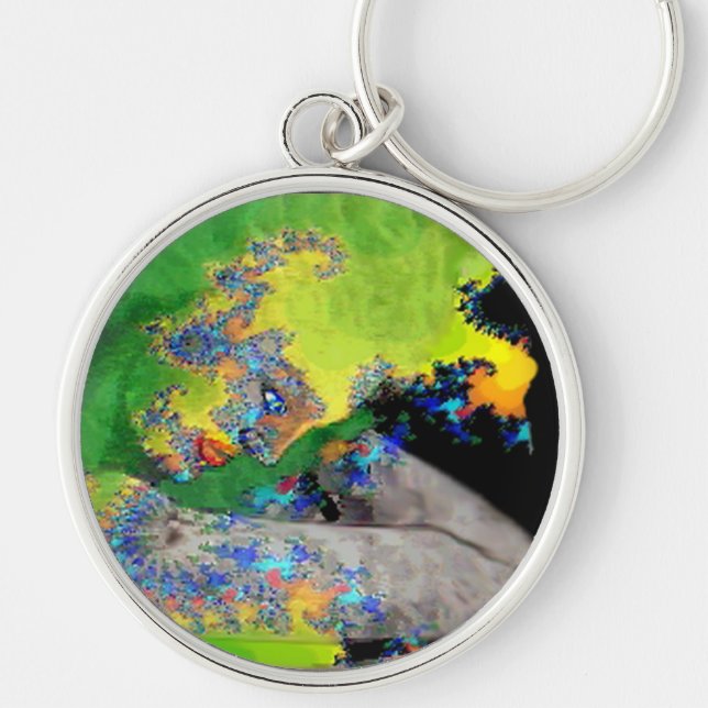 VIBRATIONS OF MATTER ,green yellow black Keychain (Front)