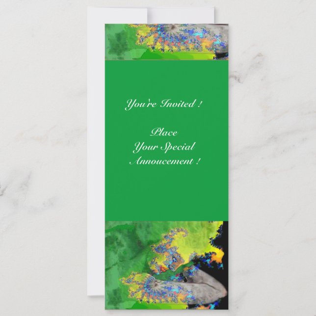VIBRATIONS OF MATTER ,  green yellow black orange Invitation (Front)