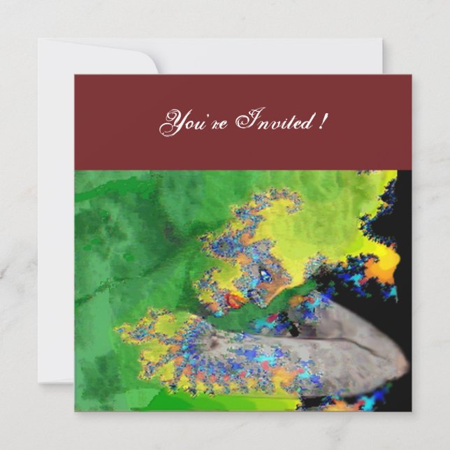 VIBRATIONS OF MATTER ,  green yellow black red Invitation (Front)