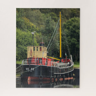 Vic32 Puffer Boat in Crinan Canal Basin, Scotland, Jigsaw Puzzle