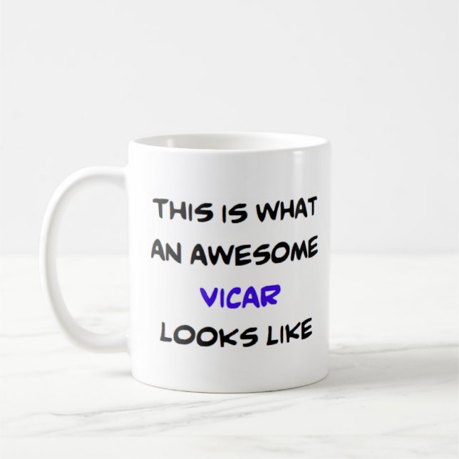 vicar, awesome coffee mug (Left)