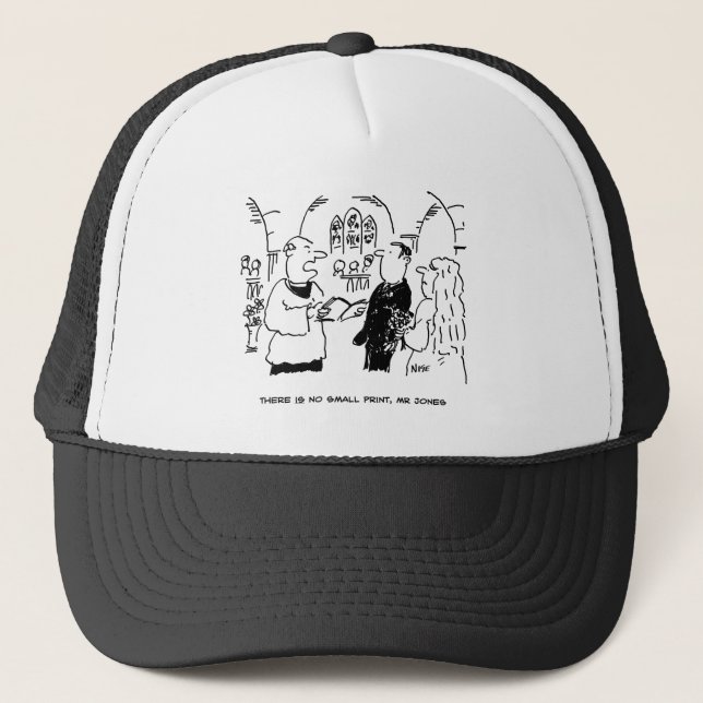 Vicar & Bridegroom at Wedding Marriage Ceremony Trucker Hat (Front)